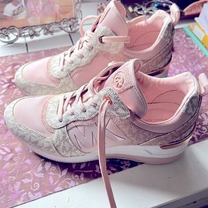 Michael Kors high top platform sneaker- Rose Gold/Pink/cream